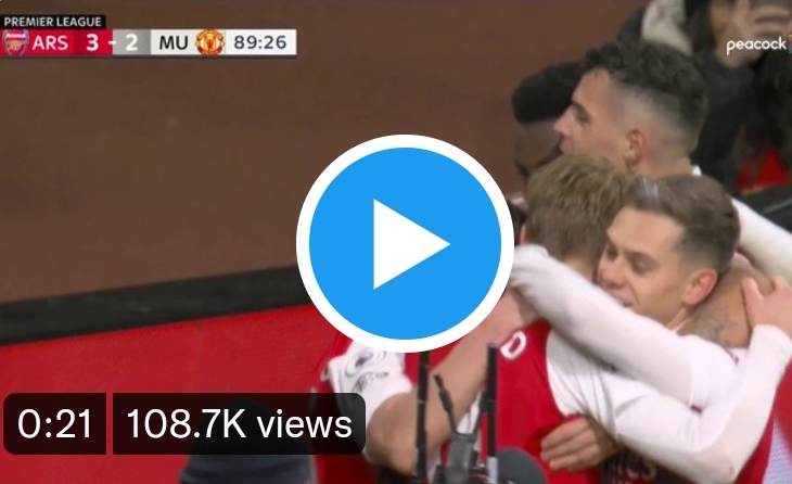 (Video) Goal! - Watch Eddie Nketiah scores a dramatic late winner for Arsenal against Man United 1 Screenshot 20230122 195509 (Video) Goal! - Watch Eddie Nketiah scores a dramatic late winner for Arsenal against Man United 1 Sportelo
