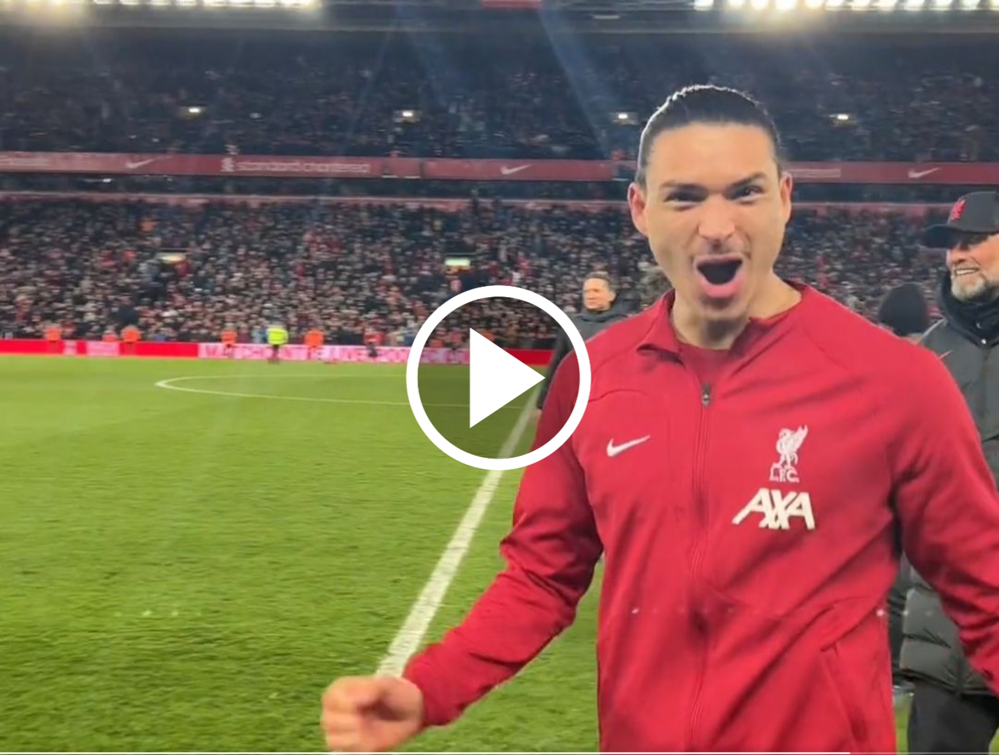 (Video) The one-word message Darwin Nunez sent to Liverpool fans at the cameras right after 7-0 Man Utd thrashing 1 Sportelo