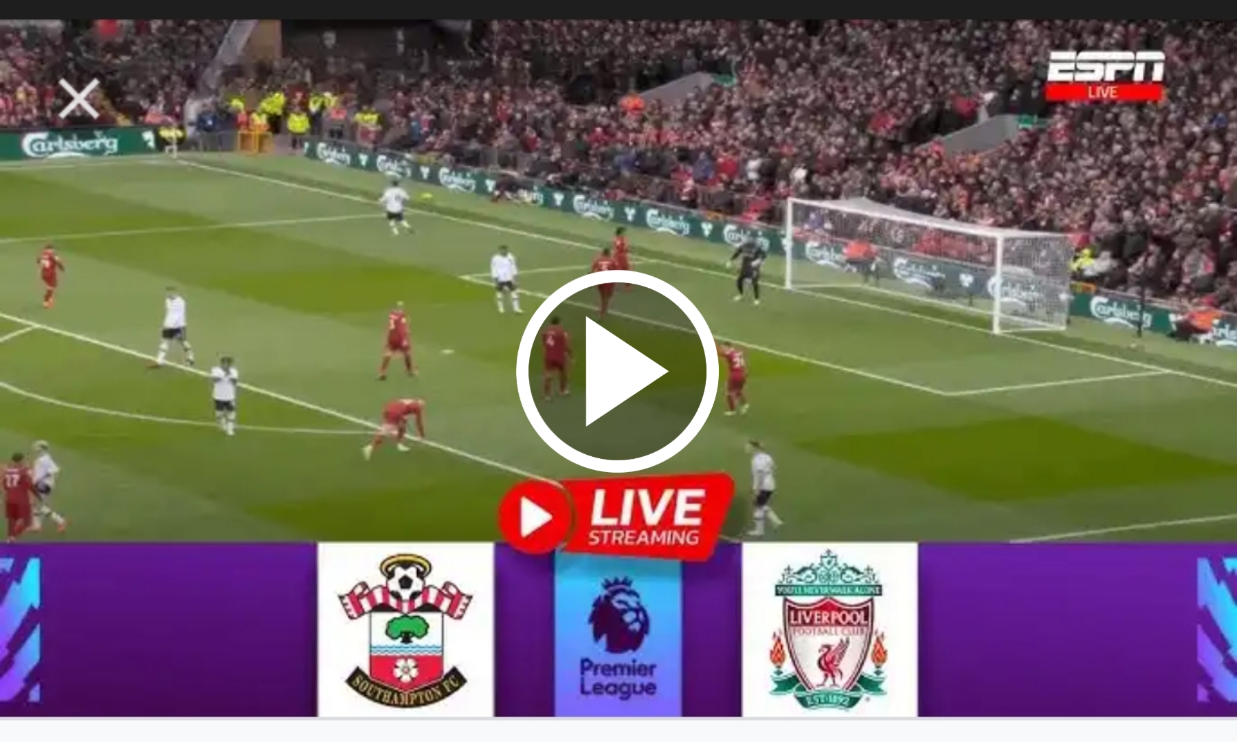 Live stream: Watch Liverpool vs Southampton Live | Premier league 1 Sportelo